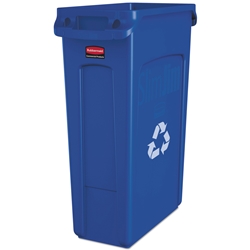 Rubbermaid, 23 Gal, Slim Jim Recycling Container with Venting Channels, Blue