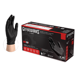 Ammex, Industrial Nitrile Gloves, Powder Free, Large, Black, 1 Box
