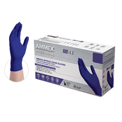Ammex, Medical Vinyl Gloves, Powder Free, Large, Blue, 1 Box