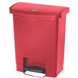 Rubbermaid, Streamline, Step-On Container with Resin Front Step, Red, 8 gallon, RUB1883564, Sold as each.