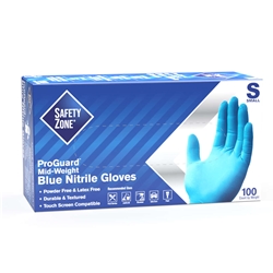 Hillyard, Nitrile Gloves, Powder Free, Small, Blue, 1 Box