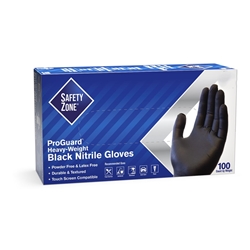 Hillyard, Safety Zone Black Heavy Duty Textured Nitrile Glove, Powder Free, Medium, HIL30431