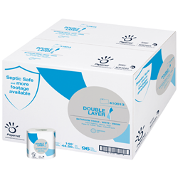 Double Layer Strong and Soft Toilet Paper, 500 Sheets per roll, 96 Rolls per case, 410013