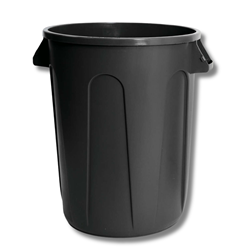Hillyard, Indoor-Outdoor, Trash Can, 32 Gal, Round, Black, Each