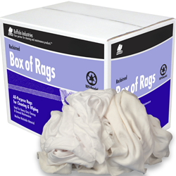 Buffalo, Industrial White T-Shirt Rags, Recycled, Off-White, 25 Lb Box
