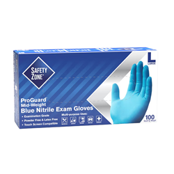 Safety Zone, Exam Grade Gloves, Nitrile, Large, 3.5 Mil, Blue, 1 Box