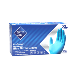 Safety Zone, Exam Grade Gloves, Nitrile, X-Large, 3.5 Mil, Blue, 1 Box