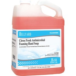 Hillyard, Citrus Fresh Antimicrobial Foaming Hand Soap, Pour in, Triclosan Free, HIL0040806, Four gallon per case, sold as One gallon.